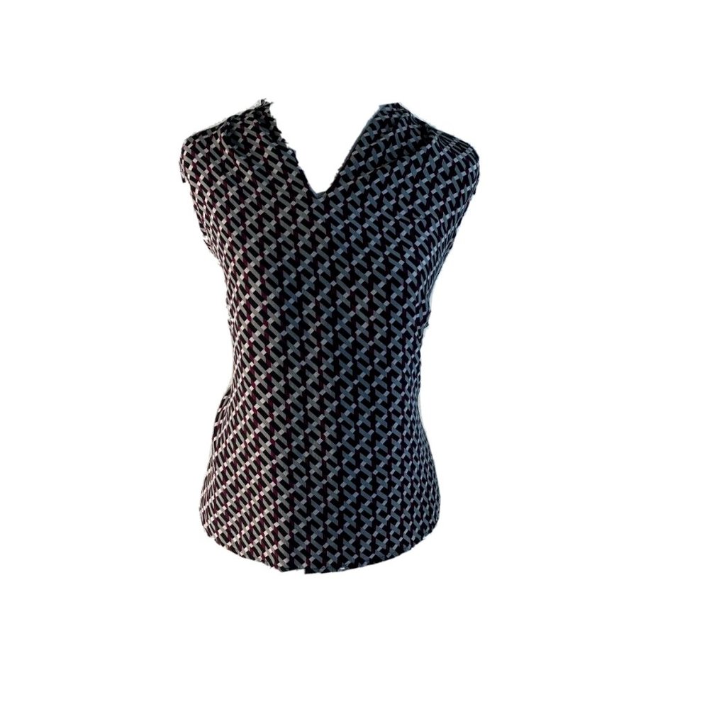 Talbots Women’s Size 14W Sleeveless Silk Tank Shirt Shell Geometric Career